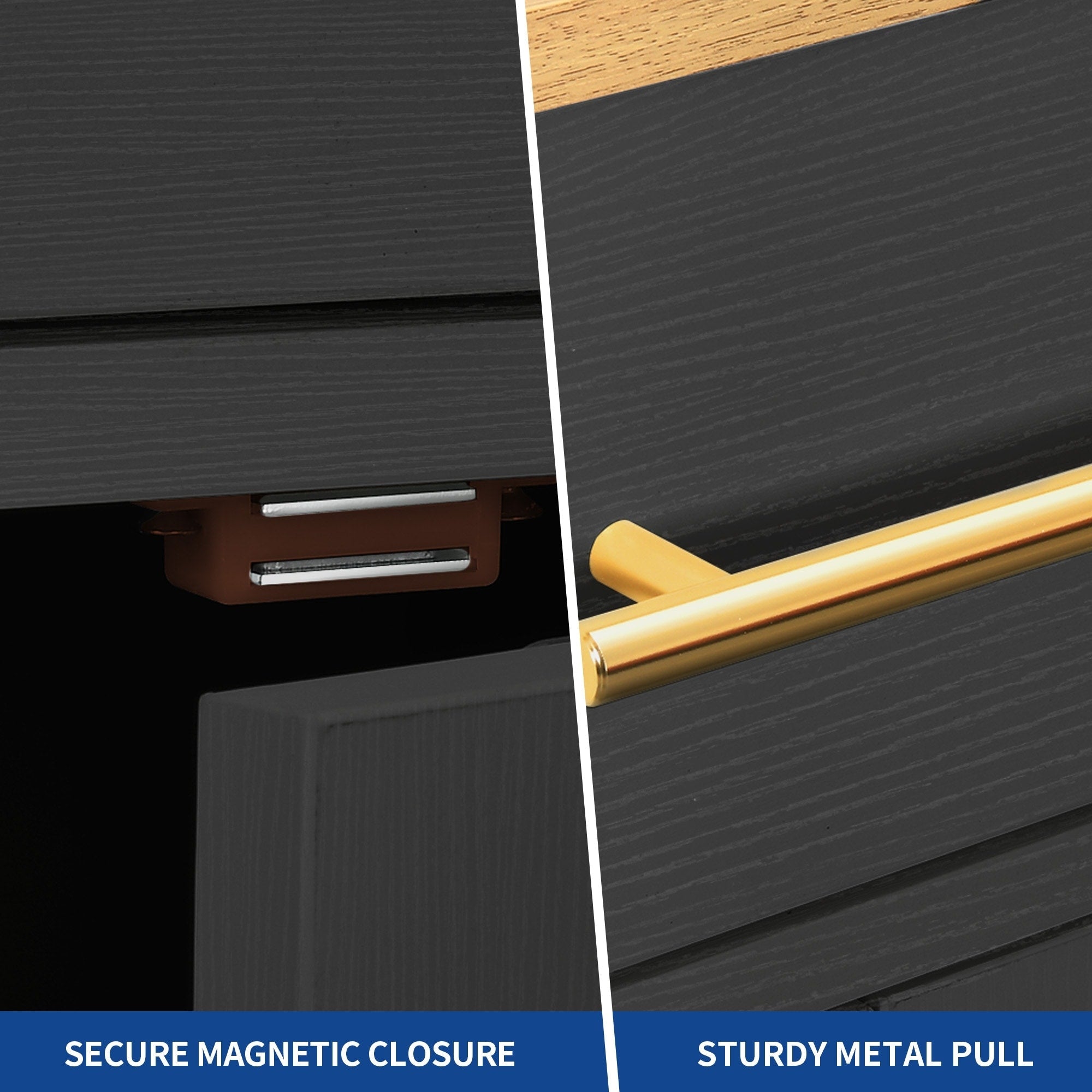 Moasis 53-inch Rolling Kitchen Island Storage Cabinet Portable Mobile Kitchen Cart