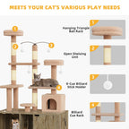 Moasis Double Cat Litter Box Enclosure with Scratching Post Cat Tree