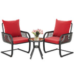 Moasis Red 3 PCs Patio Bistro Set Outdoor Furniture with Cushioned Seats - 3 Pcs