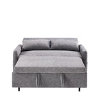 Modern 2 Seat Couch, Microfiber Pull Out Sleep Sofa Bed wih Adjsutable Backrest, Storage Pockets, 2 Soft Pillows, USB Ports