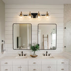 Modern 3/4-lights Bathroom Dimmable Vanity Lights Wall Sconces with Glass Shade