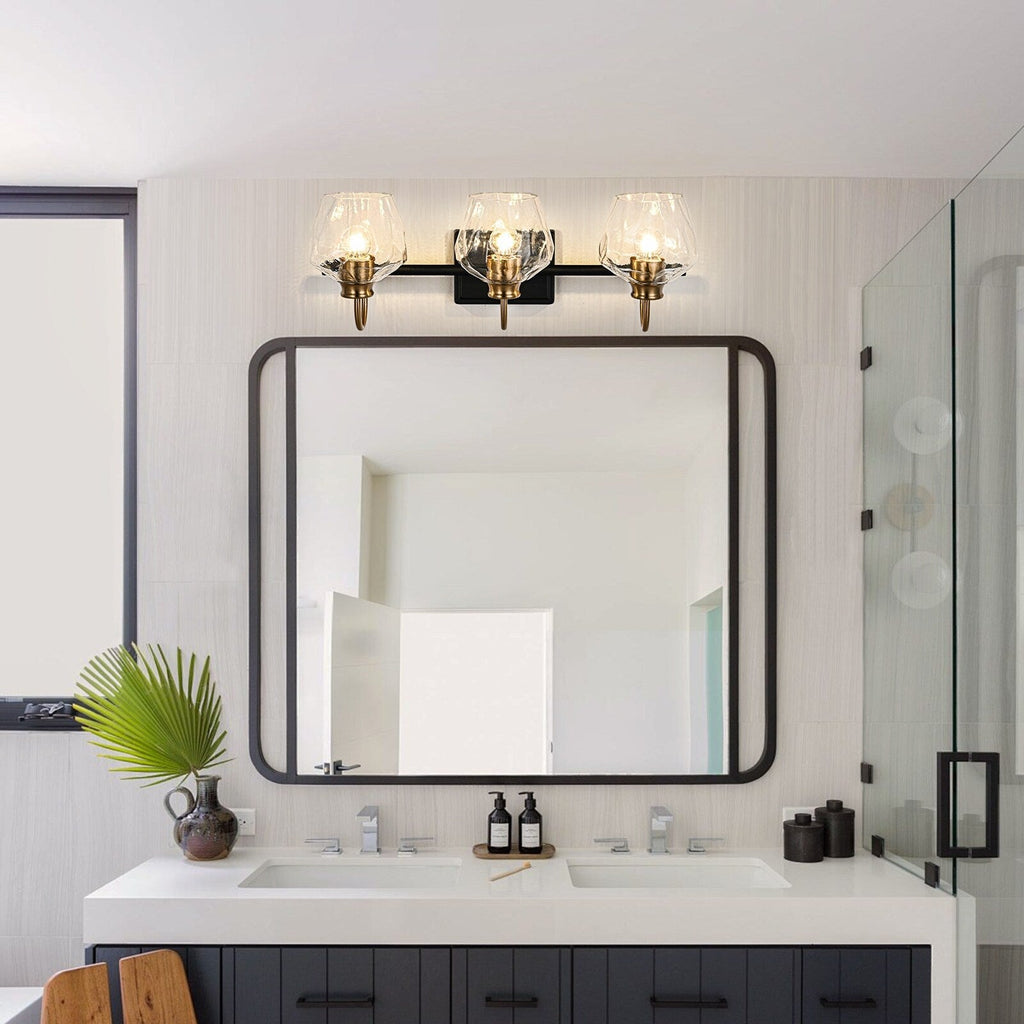 Modern 3/4-lights Bathroom Dimmable Vanity Lights Wall Sconces with Glass Shade