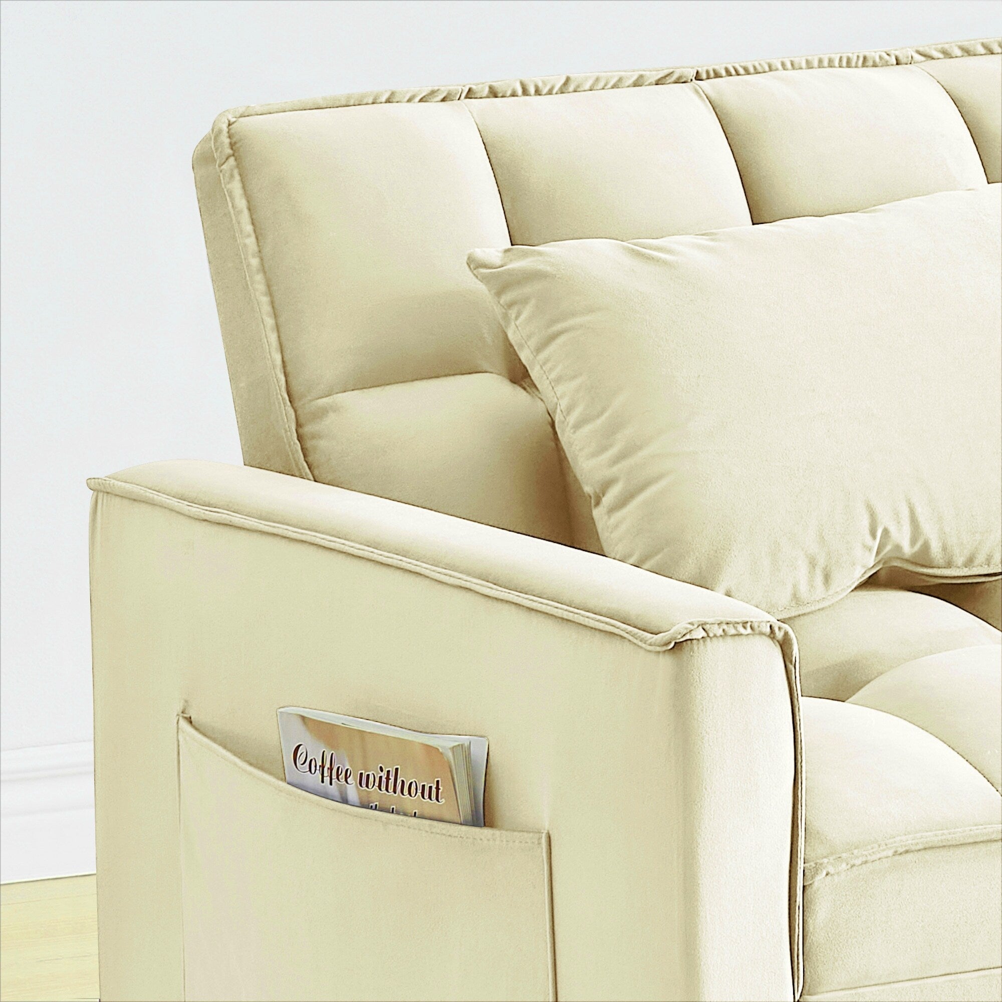 Modern 70.86 3 in 1 Single Convertible Sofa Bed with Adjustable Back and Moving Wheel for Living Room