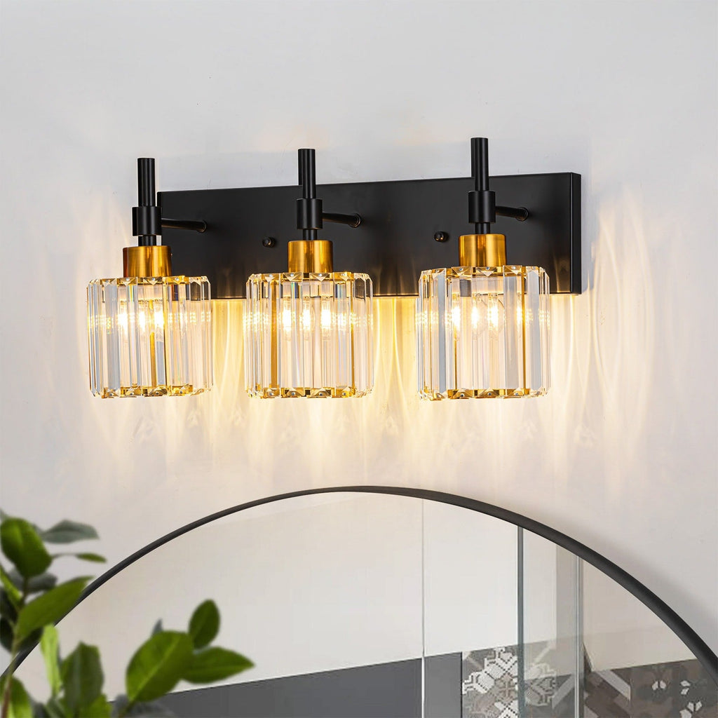Modern Dimmable Crystal Bathroom Vanity Light Wall Sconces with Crystal Shades
