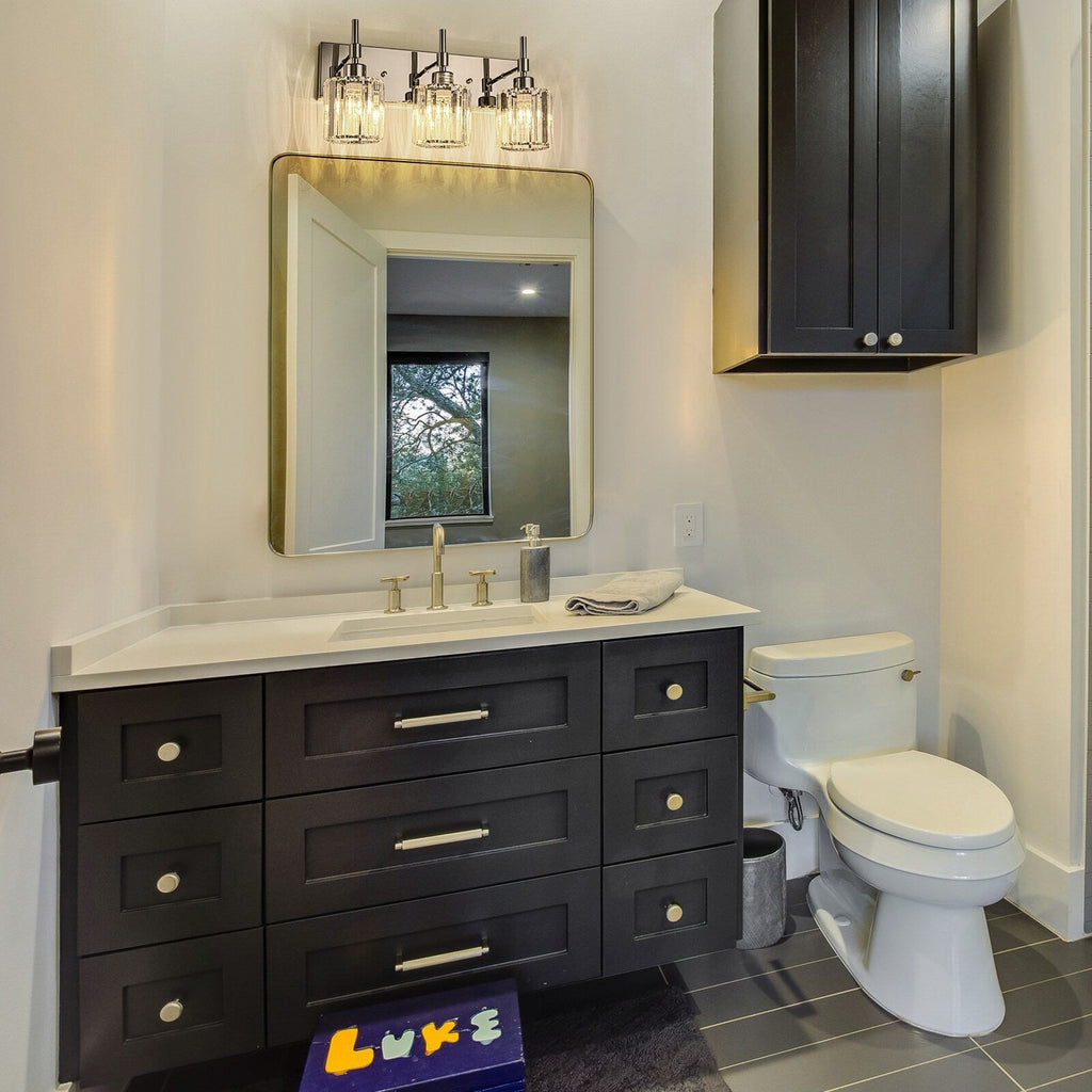 Modern Dimmable Crystal Bathroom Vanity Light Wall Sconces with Crystal Shades