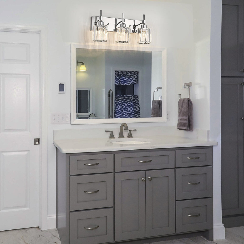 Modern Dimmable Crystal Bathroom Vanity Light Wall Sconces with Crystal Shades