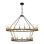 Modern Farmhouse Chandelier 2 Tier Round Wagon Wheel Chandelier Large High Ceiling Light.