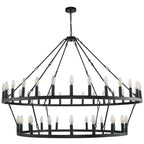 Modern Farmhouse Chandelier 2 Tier Round Wagon Wheel Chandelier Large High Ceiling Light.