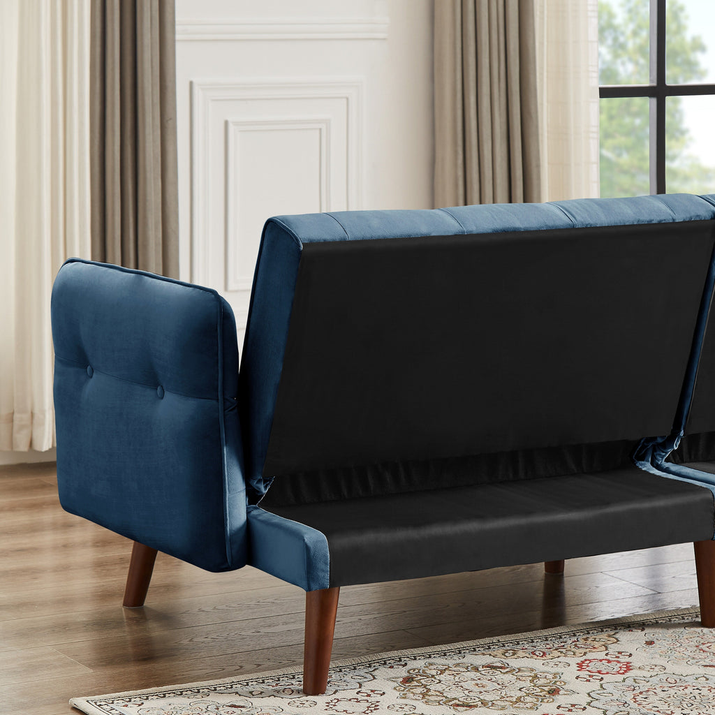 Modern Futon Sofa Bed, Convertible Sleeper Sofa with Tapered Wood Legs, 78.35 W, Small Split Back Sofa for Living Room