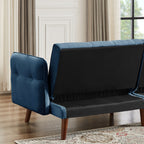 Modern Futon Sofa Bed, Convertible Sleeper Sofa with Tapered Wood Legs, 78.35 W, Small Split Back Sofa for Living Room