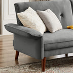 Modern Futon Sofa Bed, Convertible Sleeper Sofa with Tapered Wood Legs, 78.35 W, Small Split Back Sofa for Living Room