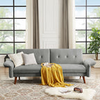 Modern Futon Sofa Bed, Convertible Sleeper Sofa with Tapered Wood Legs, 78.35 W, Small Split Back Sofa for Living Room