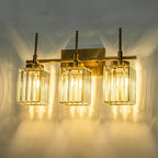 Modern Gold Dimmable Wall Light Glam Cylinder Bathroom Crystal Vanity Light Wall Sconces