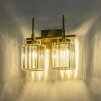 Modern Gold Dimmable Wall Light Glam Cylinder Bathroom Crystal Vanity Light Wall Sconces
