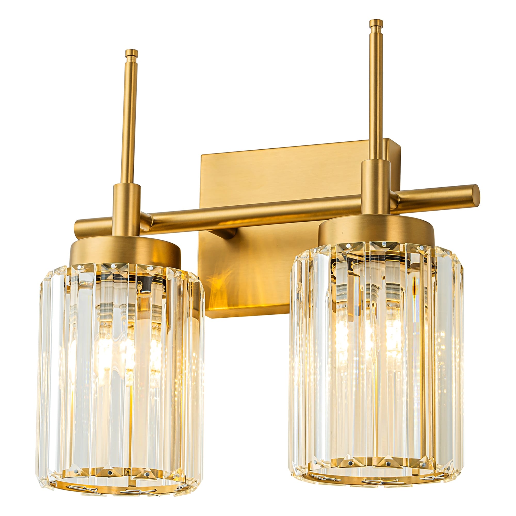 Modern Gold Dimmable Wall Light Glam Cylinder Bathroom Crystal Vanity Light Wall Sconces