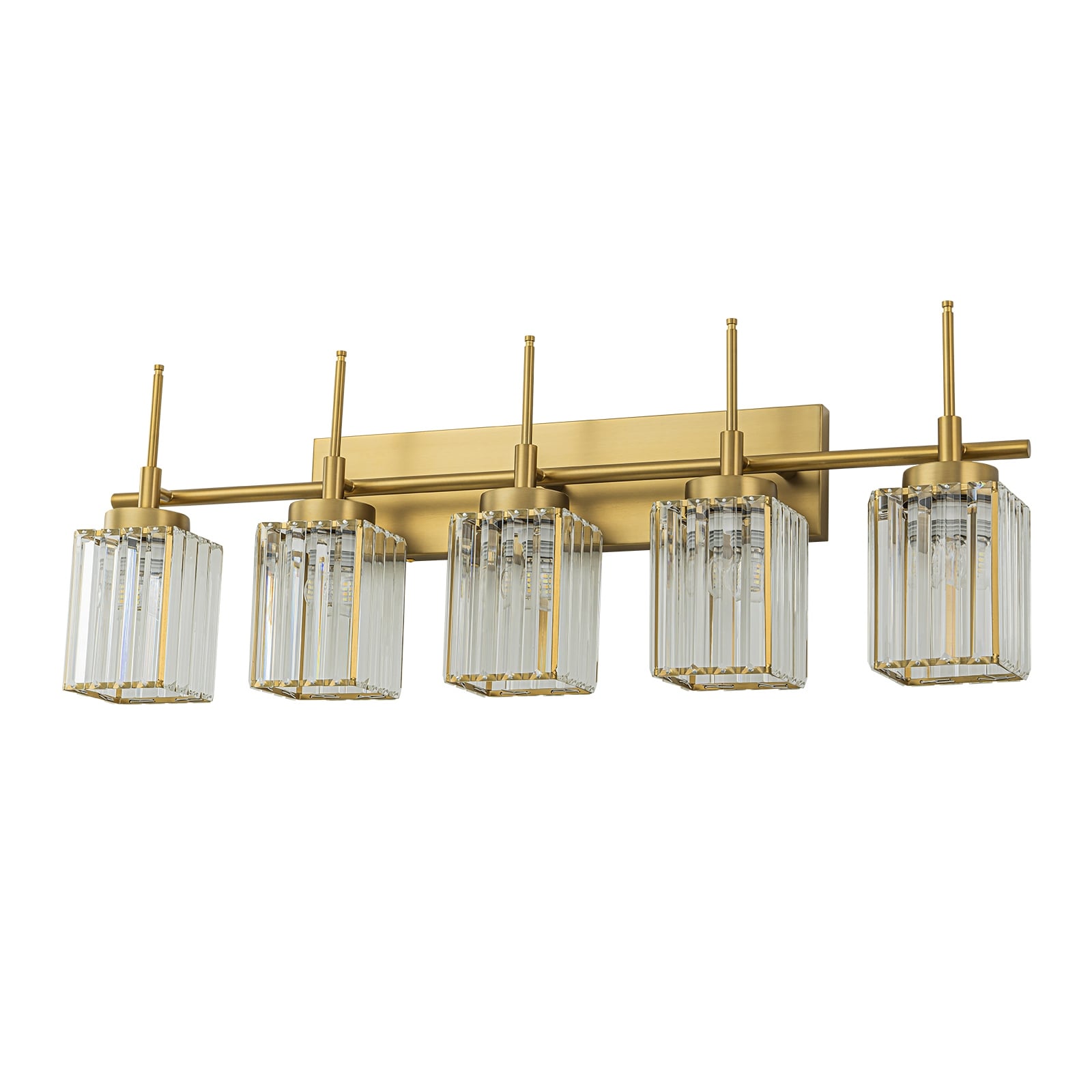 Modern Gold Dimmable Wall Light Glam Cylinder Bathroom Crystal Vanity Light Wall Sconces