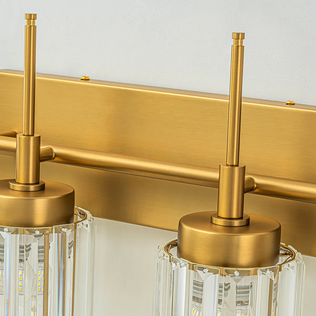 Modern Gold Dimmable Wall Light Glam Cylinder Bathroom Crystal Vanity Light Wall Sconces