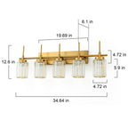 Modern Gold Dimmable Wall Light Glam Cylinder Bathroom Crystal Vanity Light Wall Sconces