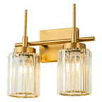 Modern Gold Dimmable Wall Light Glam Cylinder Bathroom Crystal Vanity Light Wall Sconces