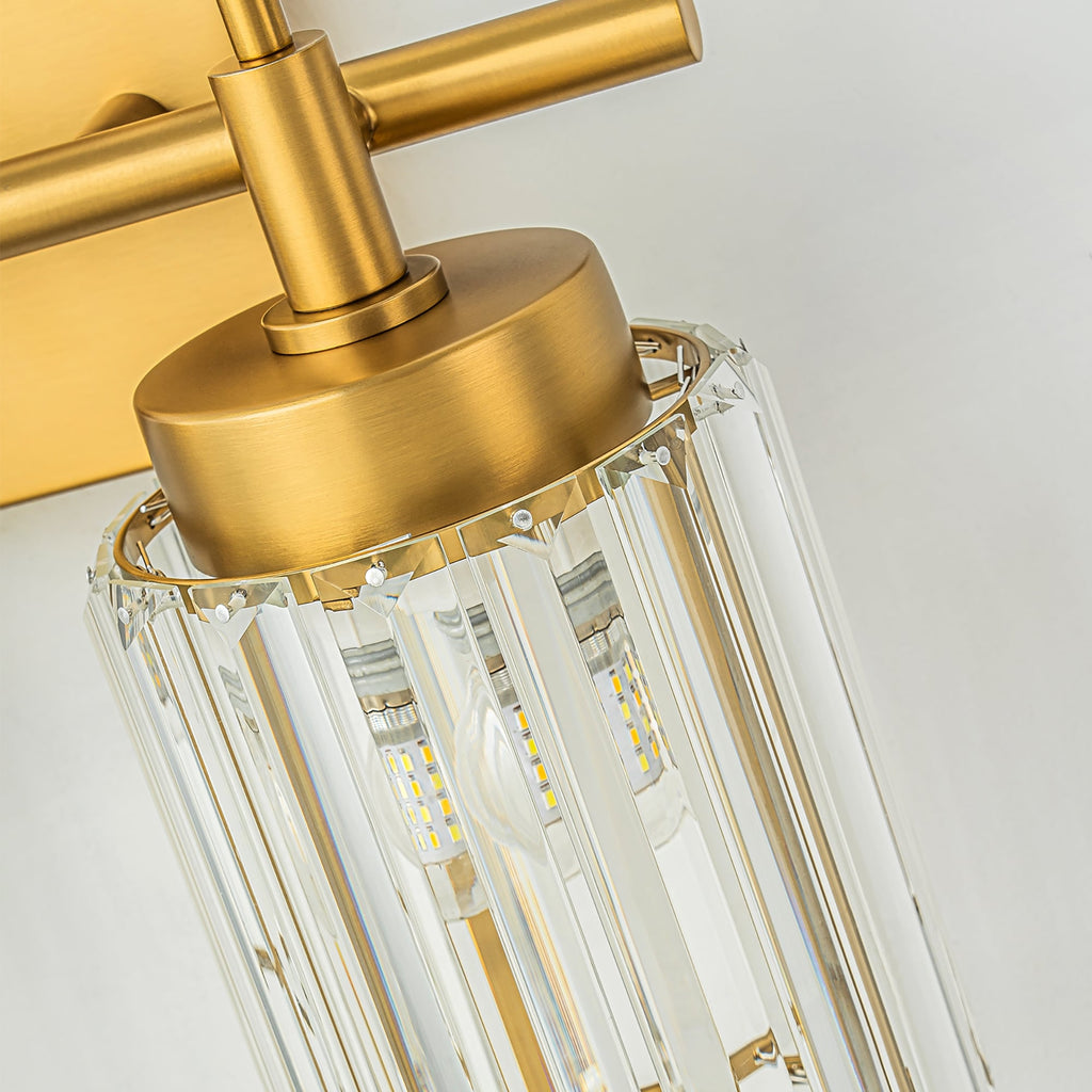 Modern Gold Dimmable Wall Light Glam Cylinder Bathroom Crystal Vanity Light Wall Sconces