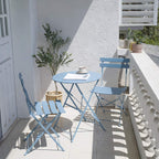 3pc Metal Folding Bistro Set, Weather-Resistant Outdoor/Indoor Conversation Set for Patio, Yard, Garden