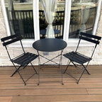 3pc Metal Folding Bistro Set, Weather-Resistant Outdoor/Indoor Conversation Set for Patio, Yard, Garden