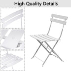 3pc Metal Folding Bistro Set, Weather-Resistant Outdoor/Indoor Conversation Set for Patio, Yard, Garden