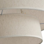 Modern Off-White Drum Pendant Light with 2-Tier Linen Fabrics Lampshade