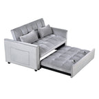 Modern Pull-Out Couch Bed, 3-in-1 Sleeper Sofa with Adjustable Backrest, Velvet Loveseat, Pillows & Side Pockets