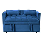 Modern Pull-Out Couch Bed, 3-in-1 Sleeper Sofa with Adjustable Backrest, Velvet Loveseat, Pillows & Side Pockets