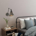 Set of 2 Modern Adjustable Swing Arm Lights Plug-in Hardwire Wall Sconces