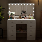Modern White Makeup Vanity Fold Mirror Adjustable Lighting Dressing - 40.2x54.1