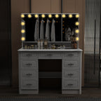 Modern White Makeup Vanity Fold Mirror Adjustable Lighting Dressing - 40.2x54.1