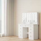 Modern White Makeup Vanity Fold Mirror Adjustable Lighting Dressing - 40.2x54.1