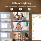 Modern White Makeup Vanity Fold Mirror Adjustable Lighting Dressing - 40.2x54.1