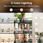 Modern White Makeup Vanity Fold Mirror Adjustable Lighting Dressing - 40.2x54.1