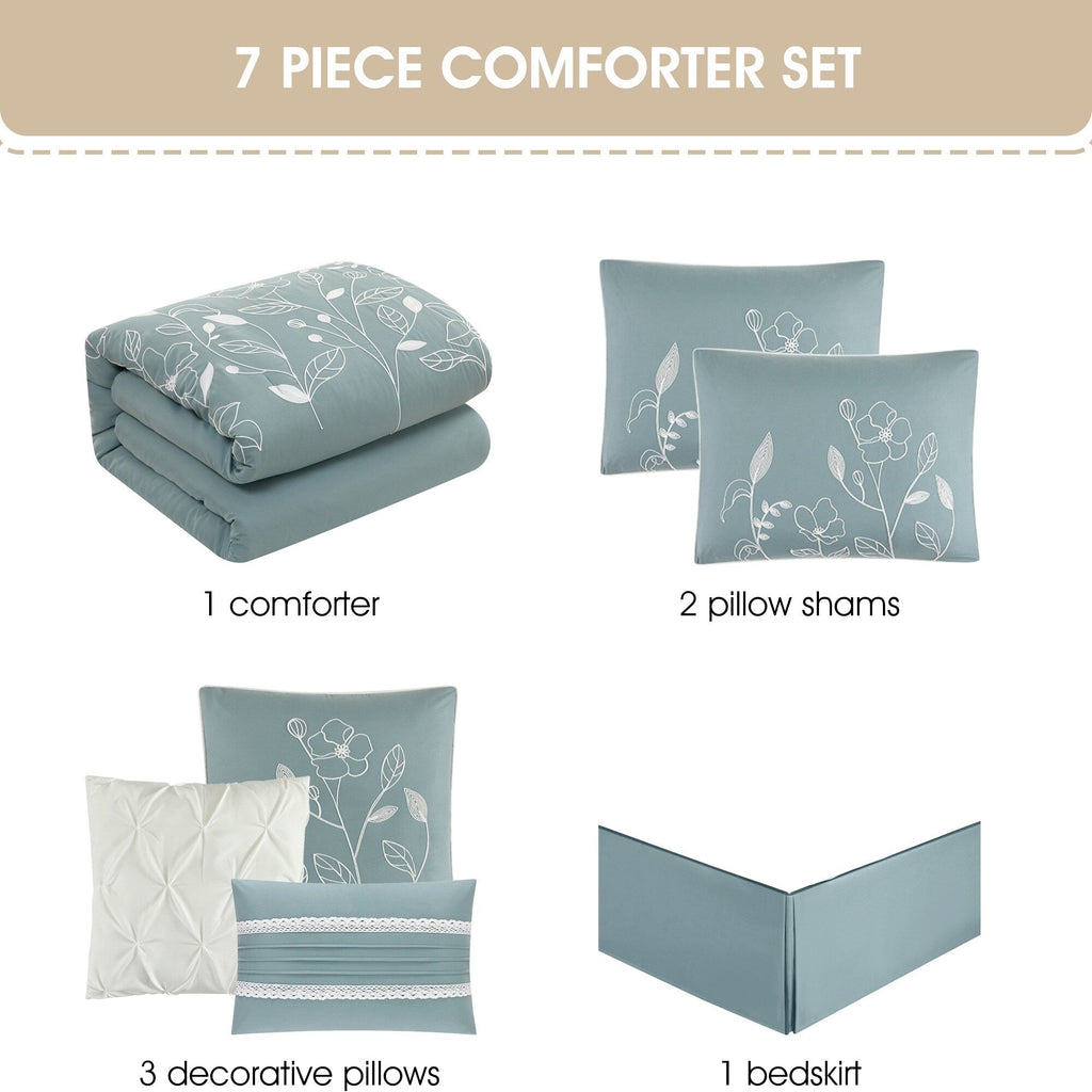 Nanshing Taylor 7 Piece Floral Botanical Comforter Set