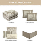 Nanshing Tiana 7 Piece Traditional Damask Comforter Set