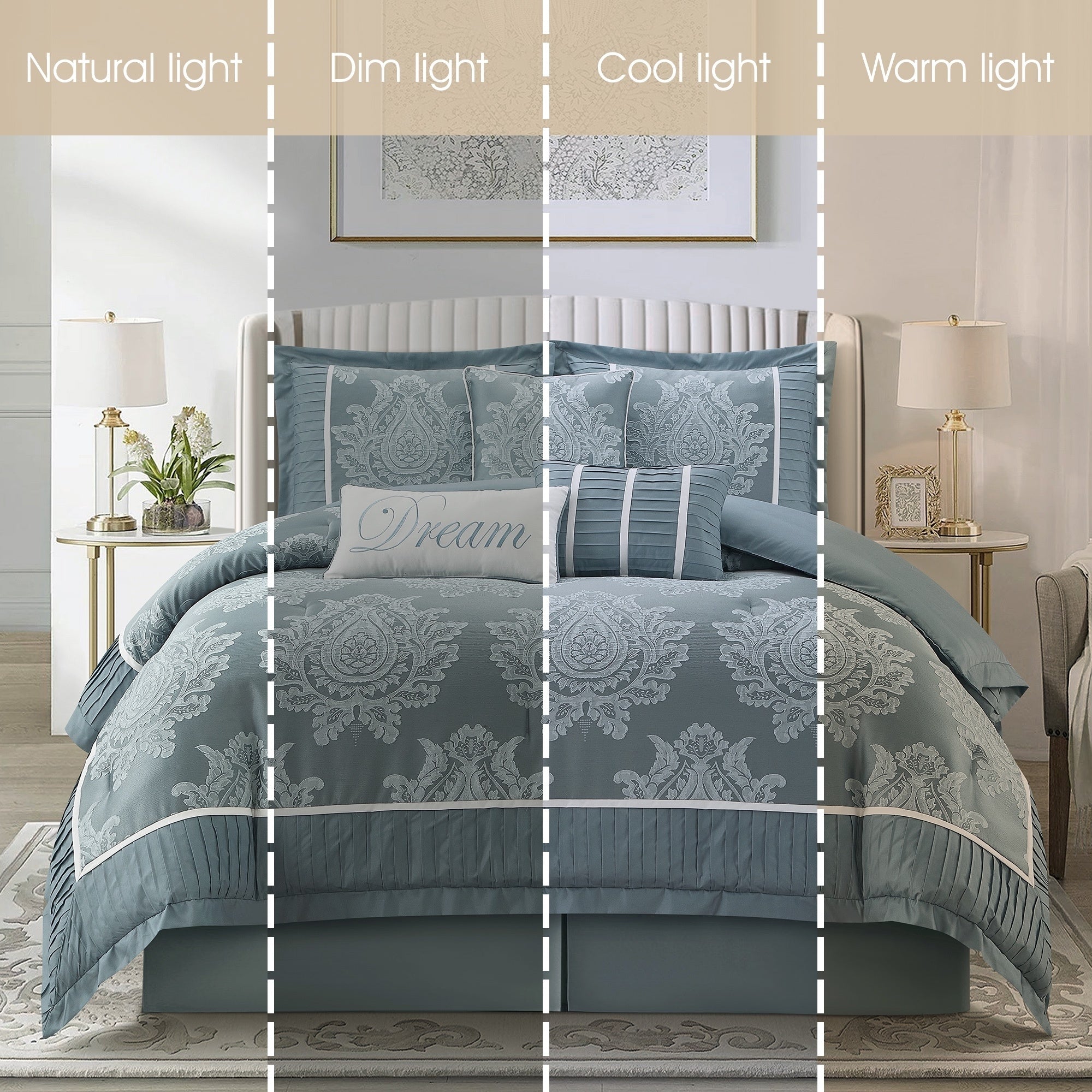 Nanshing Tiana 7 Piece Traditional Damask Comforter Set