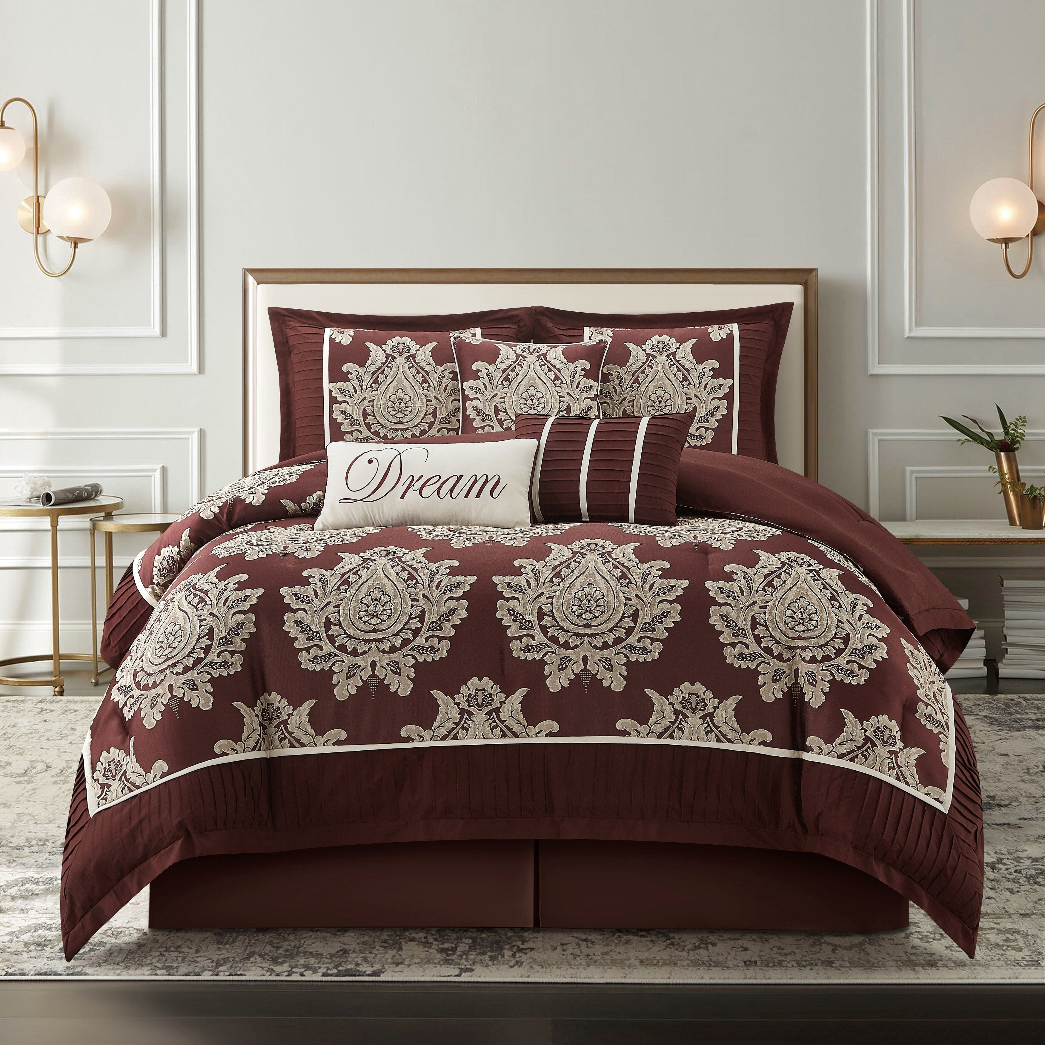 Nanshing Tiana 7 Piece Traditional Damask Comforter Set