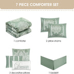 Nanshing Tiana 7 Piece Traditional Damask Comforter Set