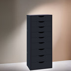 Narrow Wooden 9-Drawer Cabinet with Smooth-Glide Drawers and Top Storage Shelf