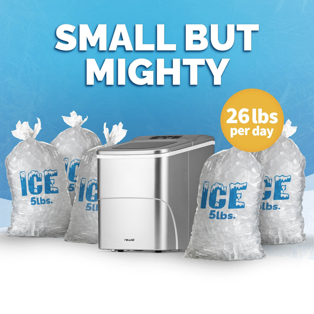 Newair 26 lbs. Countertop Ice Maker, Portable and Lightweight, Intuitive Control, Large or Small Ice Size, BPA Free Parts