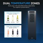 Newair Shadow-T Series Wine Cooler Refrigerator, 18 Bottle Dual Temperature Zone, Freestanding, Thermoelectric, Digital Control