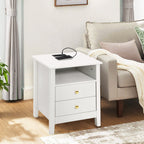 Nightstand Set of 2 with Charging Station End Side Table with 2 Drawers with USB Ports and Outlets Bedside Bed