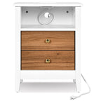 Nightstand Set of 2 with Charging Station End Side Table with 2 Drawers with USB Ports and Outlets Bedside Bed