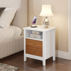 Nightstand Set of 2 with Charging Station End Side Table with 2 Drawers with USB Ports and Outlets Bedside Bed