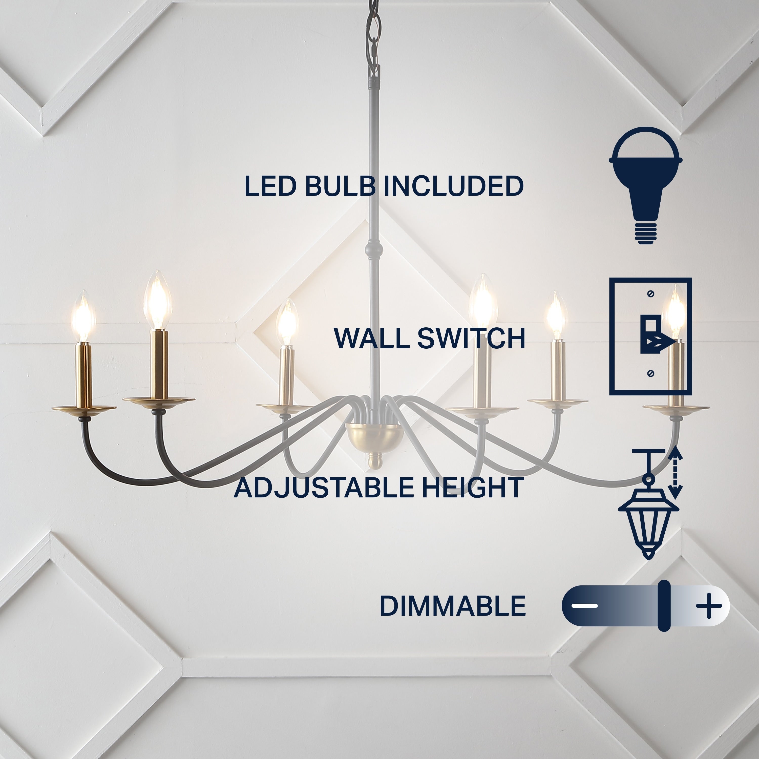 34.75 6-Light Iron LED Chandelier, by JONATHAN Y
