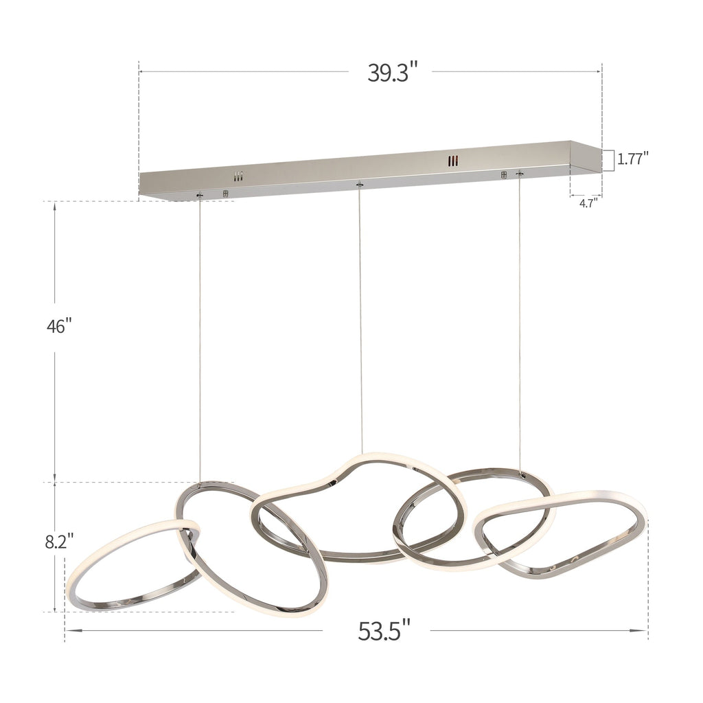 Nordic Luxury Interlocked Stainless Steel LED Chandelier Dining Room Ceiling Light