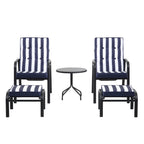 Champneys 2-Seater Steel and Fabric Outdoor Reclining Bistro Set with Stool, Blue